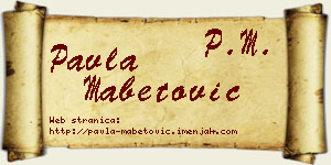 Pavla Mabetović vizit kartica